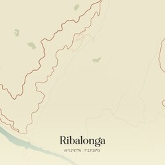 Vintage map of Ribalonga, Portugal. 