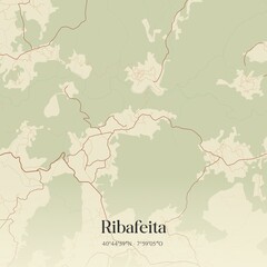 Vintage map of Ribafeita, Portugal. 