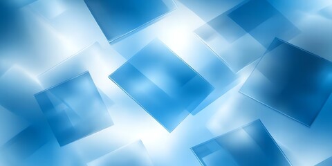 Obraz premium Abstract Background of Overlapping Blue Glass Squares Modern Geometric Design Shiny Texture