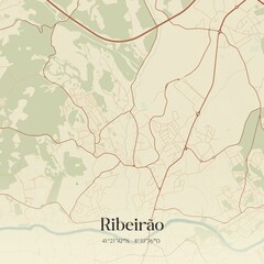 Obraz premium Vintage map of Ribeirão, Portugal.