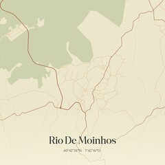 Vintage map of Rio De Moinhos, Portugal. 