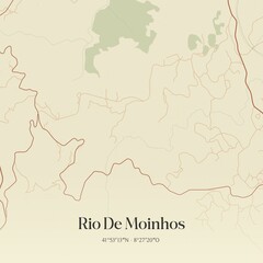Vintage map of Rio De Moinhos, Portugal. 