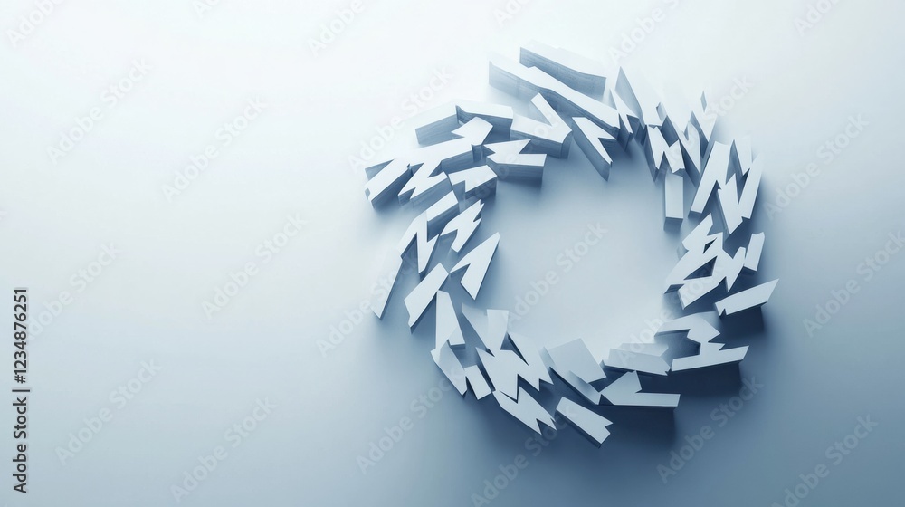 Poster Creative arrangement of directional arrows forming a circular pattern on a smooth surface. Generative AI