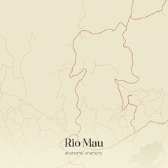 Vintage map of Rio Mau, Portugal. 