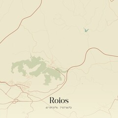 Fototapeta premium Vintage map of Roios, Portugal. 