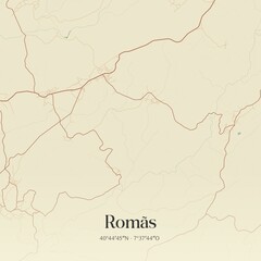Vintage map of Romãs, Portugal.