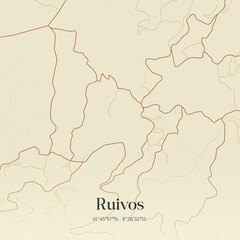 Vintage map of Ruivos, Portugal. 