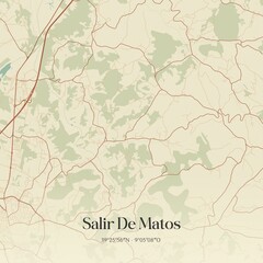Vintage map of Salir De Matos, Portugal. 