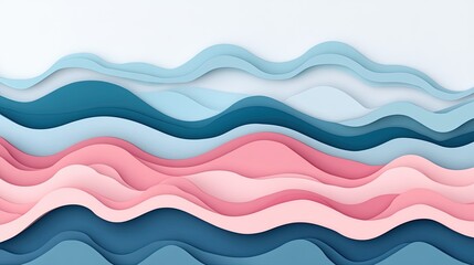 Abstract pastel waves paper cut design, layered texture background, website banner