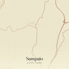 Vintage map of Sampaio, Portugal. 