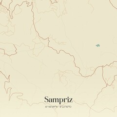 Vintage map of Sampriz, Portugal. 