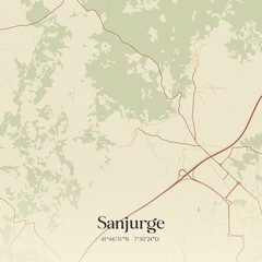Vintage map of Sanjurge, Portugal. 