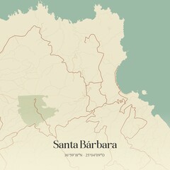 Obraz premium Vintage map of Santa B�rbara, Portugal. 