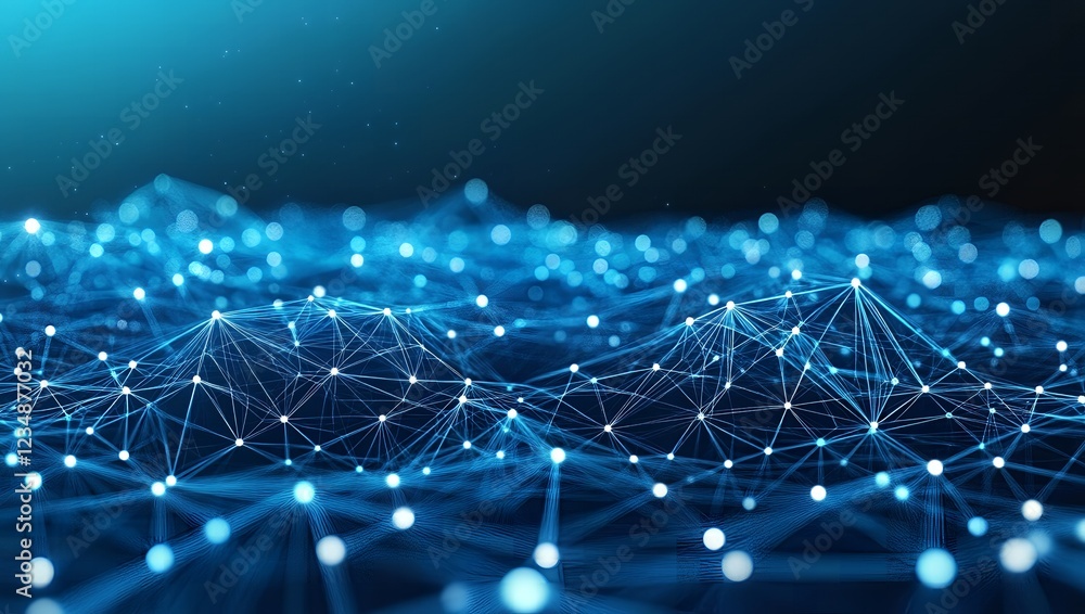 Poster abstract blue network connection digital data flow futuristic technology background