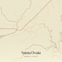 Vintage map of Santa Ovaia, Portugal. 