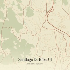 Vintage map of Santiago De Riba-Ul, Portugal. 