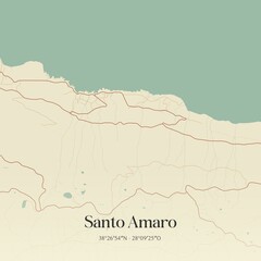 Vintage map of Santo Amaro, Portugal. 