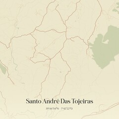 Vintage map of Santo Andr� Das Tojeiras, Portugal. 