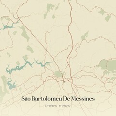 Vintage map of São Bartolomeu De Messines, Portugal.