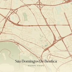 Obraz premium Vintage map of São Domingos De Benfica, Portugal.