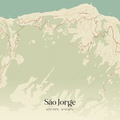 Vintage map of São Jorge, Portugal.