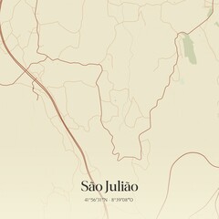 Vintage map of São Julião, Portugal.