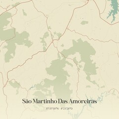 Obraz premium Vintage map of São Martinho Das Amoreiras, Portugal.