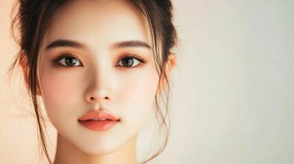 Naklejka premium Portrait of an Asian female model with naturally beautiful facial skin