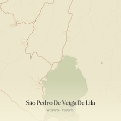 Vintage map of São Pedro De Veiga De Lila, Portugal.