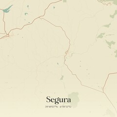 Vintage map of Segura, Portugal. 