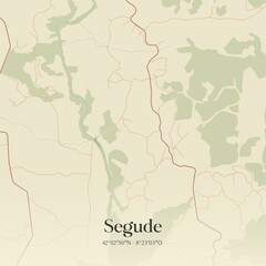 Obraz premium Vintage map of Segude, Portugal. 