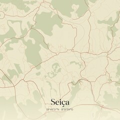 Vintage map of Sei�a, Portugal. 