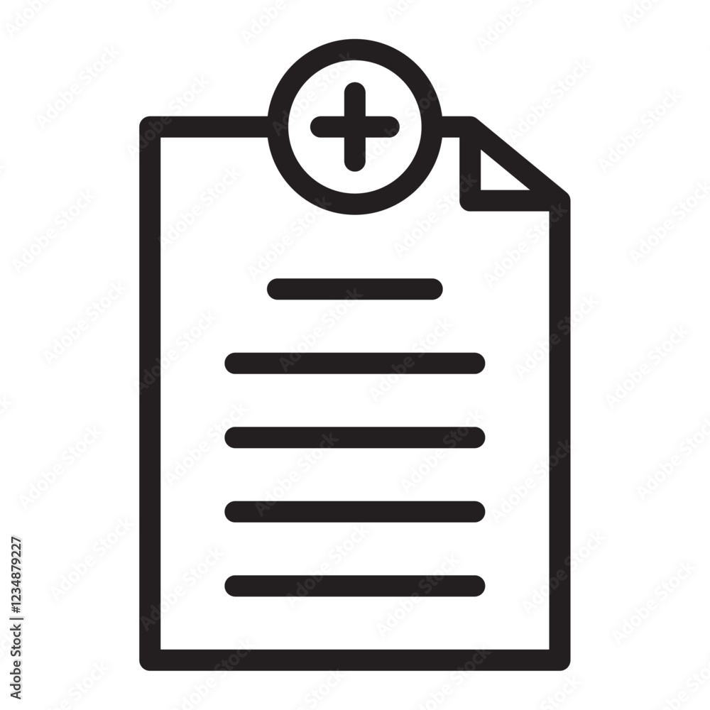Poster add new document icon isolated flat vector in outline