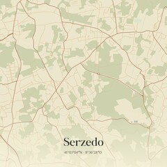 Fototapeta premium Vintage map of Serzedo, Portugal. 