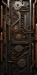 Steampunk Industrial Machinery with Pipes and Gears. Mechanical Engineering Background