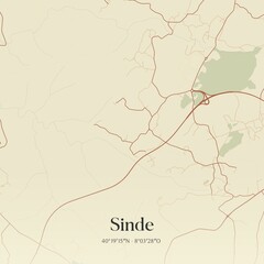 Fototapeta premium Vintage map of Sinde, Portugal. 