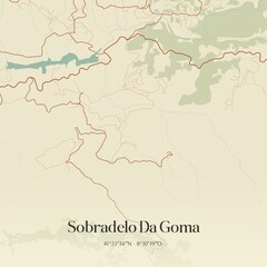 Vintage map of Sobradelo Da Goma, Portugal. 