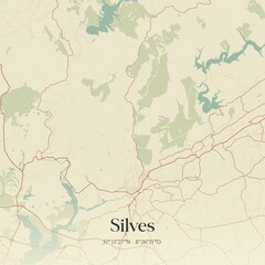 Vintage map of Silves, Portugal. 