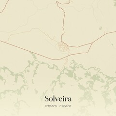 Fototapeta premium Vintage map of Solveira, Portugal. 