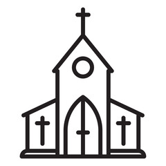 Church Icon Isolated flat vector in outline