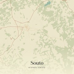 Obraz premium Vintage map of Souto, Portugal. 