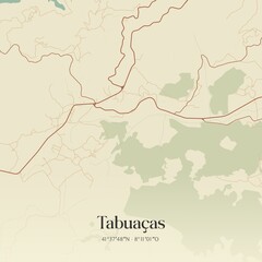 Vintage map of Tabua�as, Portugal. 