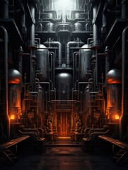 Abstract industrial background. Steampunk Machinery with Pipes and Gears. Mechanical Engineering