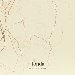Vintage map of Tonda, Portugal. 