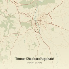 Obraz premium Vintage map of Tomar (São João Baptista), Portugal.