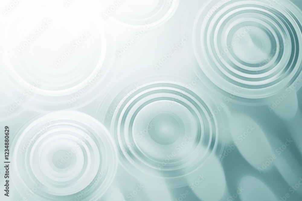 Poster circular ripples create a serene water effect in calm blue tones during soft sunlight. generative ai