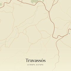 Fototapeta premium Vintage map of Travass�s, Portugal. 