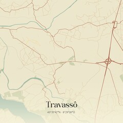 Vintage map of Travass�, Portugal. 