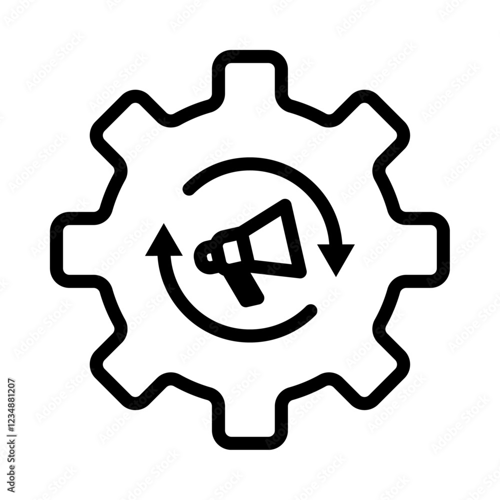 Poster marketing automation icon isolated flat vector in outline