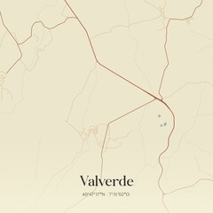 Vintage map of Valverde, Portugal. 